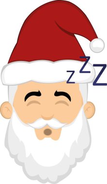 Vector illustration of the face of a cartoon santa claus sleeping