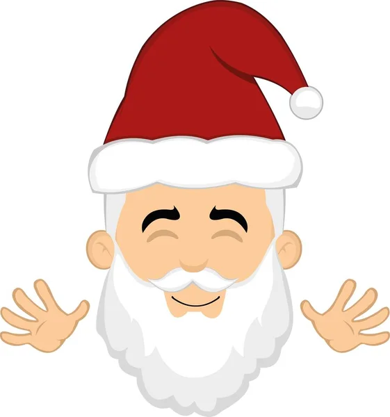 Vector Illustration Face Cartoon Santa Claus Happy Expression Waving His — Vector de stock