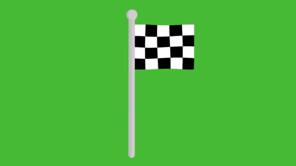 Animation Car Racing Flag Waving Flagpole Green Chroma Key Background — ストック動画