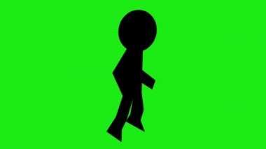 Loop animation of a running stickman, on a green chroma key background