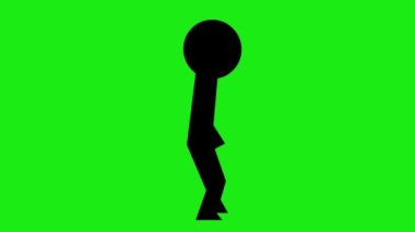 loop animation of a walking stickman on a green chroma key background