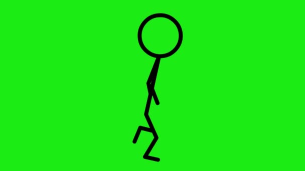 Loop Animation Running Stickman Green Chroma Key Background — Stock video