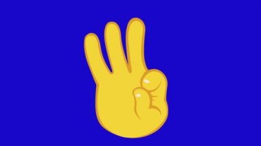 Animation of a yellow cartoon hand making an ok or perfect gesture, on a blue chroma key background