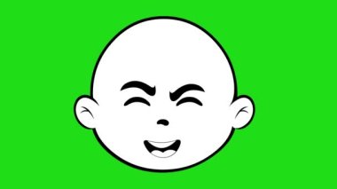 Emoticon loop animation of a character's face giving a heart-shaped kiss, drawn in black and white. On a green chroma key background