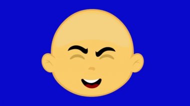 Emoticon loop animation of the face of a yellow cartoon character giving a heart shaped kiss, on a blue chroma key background