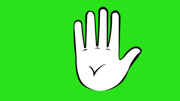 Animation Hand Making Classic Shake Gesture Drawn Black White Green — Stock video