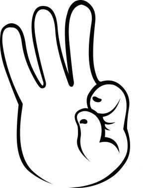 Siyah-beyaz çizilmiş, iyi ya da mükemmel bir jest yapan bir elin vektör çizimi