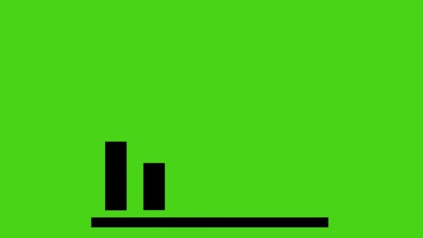 Animation Black Silhouette Bar Graph Icon Statistics Variation Low Green — 비디오