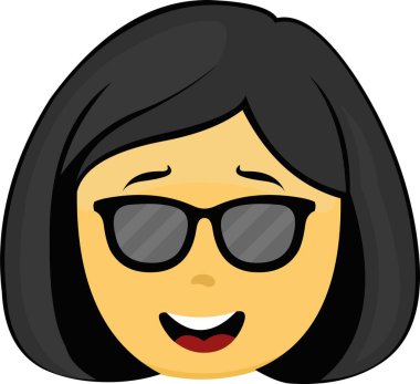 Vector illustration of the face of a female emoji with sunglasses