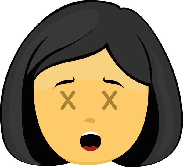 Illustrazione Emoji Vettoriale Una Donna Dei Cartoni Gialli Con Croci — Vettoriale Stock