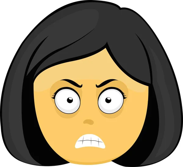 怒りの表情をした漫画黄色の女性のベクトル絵文字 — ストックベクタ