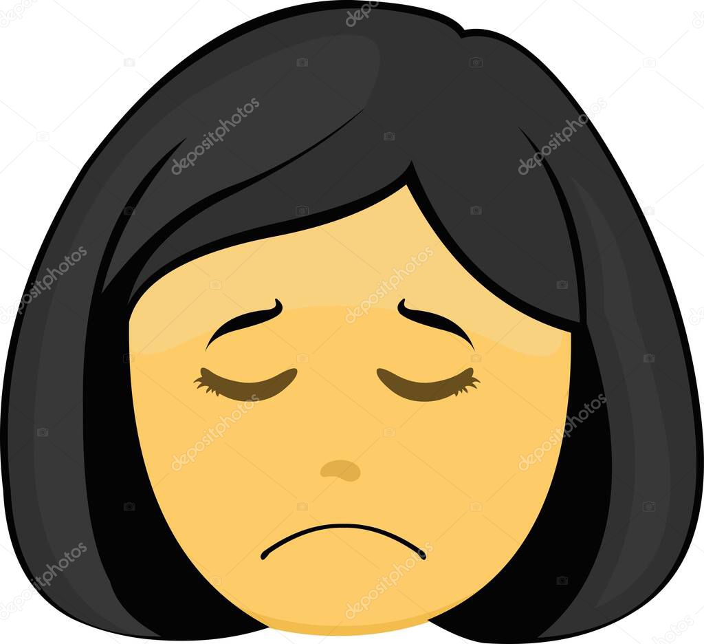Emoji, Mujer, De Luto, Emoji Girl, Cara Triste Imagen Vectorial de