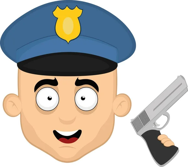 Vector Emoticon Απεικόνιση Ενός Αστυνομικού Κινουμένων Σχεδίων Ένα Καπέλο Και — Διανυσματικό Αρχείο