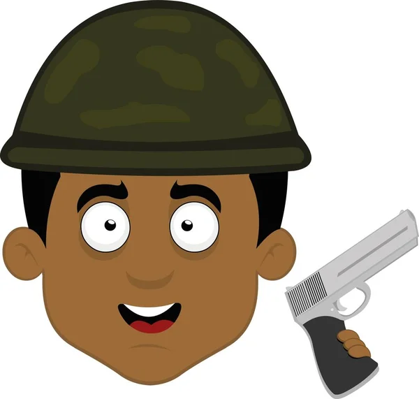 Ilustração Vetorial Rosto Soldado Guerra Desenhos Animados Com Capacete Camuflado — Vetor de Stock