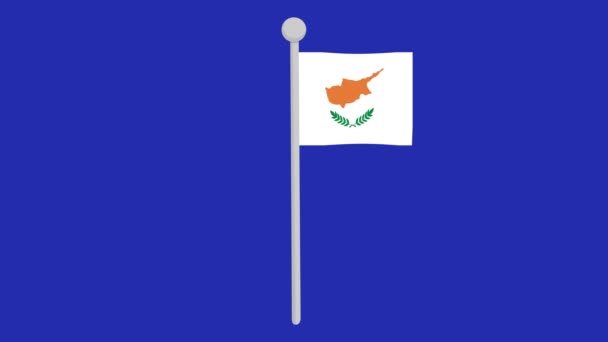 Animación Bandera Del Ciprus Ondeando Sobre Asta Bandera Sobre Fondo — Vídeo de stock
