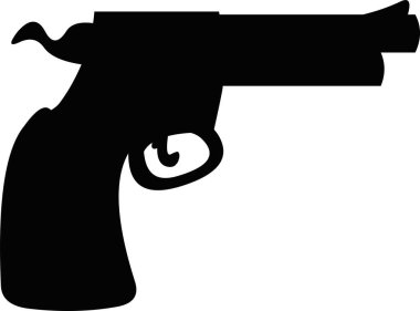 Klasik Vahşi Batı Şerifi ya da kovboy silahının simge siyah siluetinin vektör çizimi