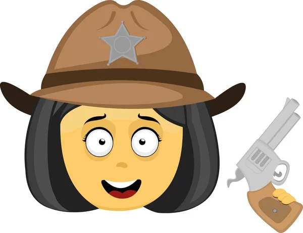 Ilustración Emoji Vectorial Una Sheriff Amarilla Dibujos Animados Con Sombrero — Archivo Imágenes Vectoriales