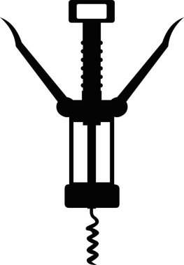 Bir tirbuşonun siyah siluetinin vektör çizimi