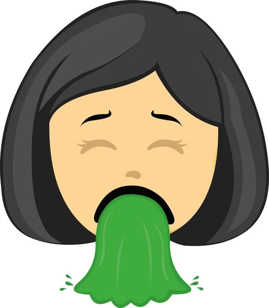 Illustrazione Emoji Vettoriale Una Donna Gialla Fumetto Che Vomita — Vettoriale Stock