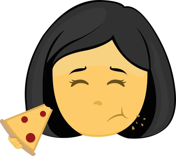 Illustrazione Emoji Vettoriale Una Donna Dei Cartoni Gialli Che Mangia — Vettoriale Stock