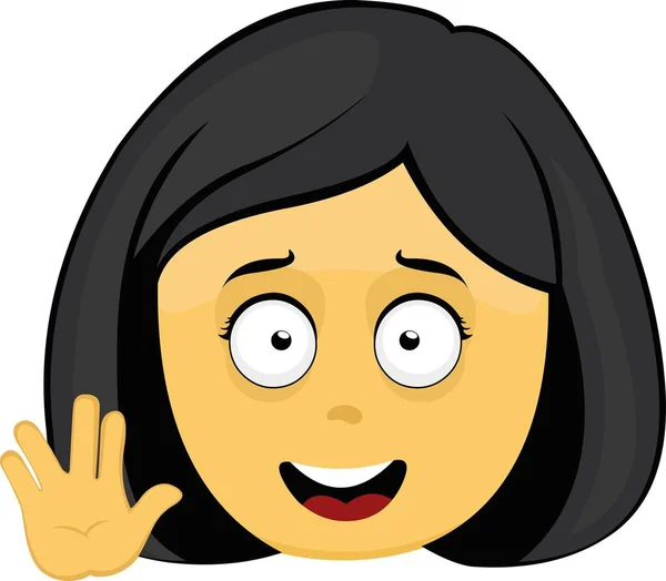 Ilustración Emoji Vectorial Una Mujer Dibujos Animados Amarillos Con Una — Vector de stock