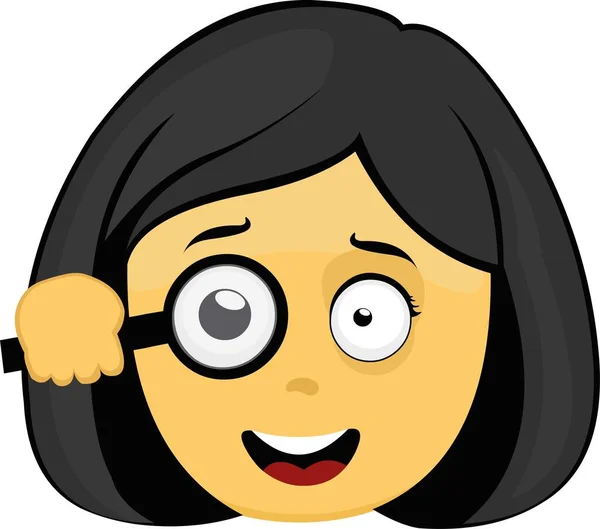 Vector Emoji Illustratie Van Een Cartoon Gele Vrouw Kijkend Door — Stockvector