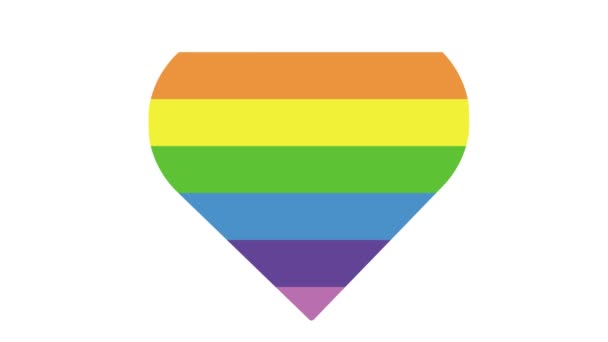 用彩虹的颜色在白色背景上勾勒出心形的动画 — 图库视频影像