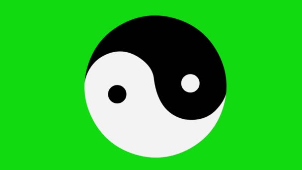 Animation Yin Yang Symbol Green Chroma Key Background — Stock Video