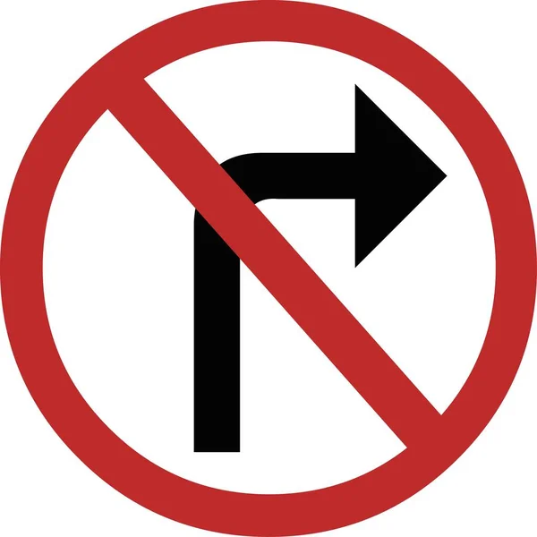 Vector Illustration Forbidden Traffic Sign Curved Black Arrow Right Circular — Stock Vector