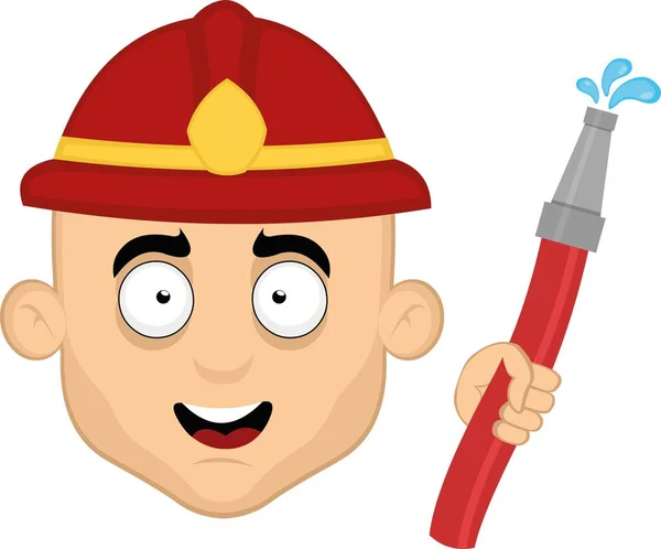 Vektor Illustration Des Gesichts Eines Feuerwehrmannes Mit Helm Und Schlauch — Stockvektor