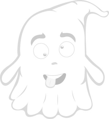 Çılgın bir ifadeyle bir çizgi film hayaletinin vektör çizimi