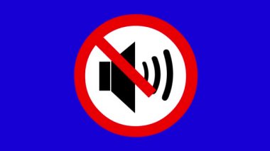 Mavi renkli anahtar arka planında hoparlör simgesiyle yasaklı işaret animasyonu