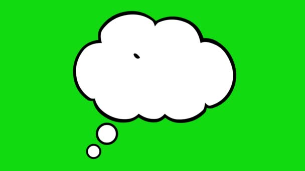 緑のクロマキーの背景に疑問符を持つ思考雲のアニメーション — ストック動画