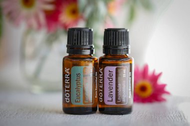 Mologa, Victoria Avustralya - 11 Ekim 2021: Doterra esaslı petrol oldukça taze çiçeklerle sergileniyor,