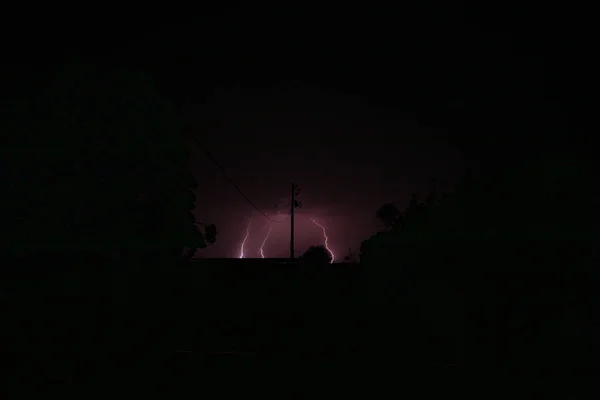 Lightning Strikes Commencement Nina Central Victoria Australia Spring Weather 2021 — Stock Photo, Image