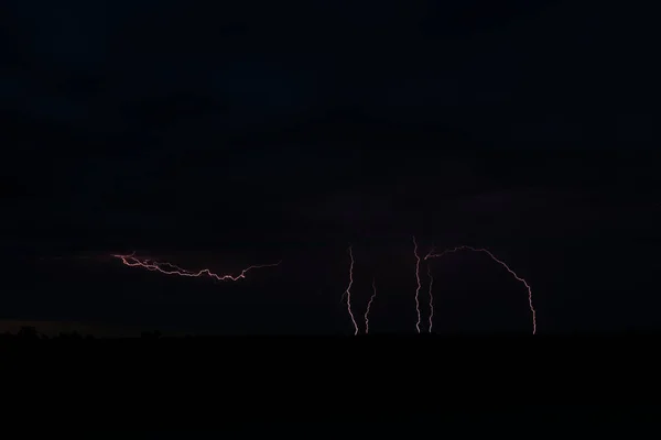 Lightning Strikes Commencement Nina Central Victoria Australia Spring Weather 2021 — Stock Photo, Image