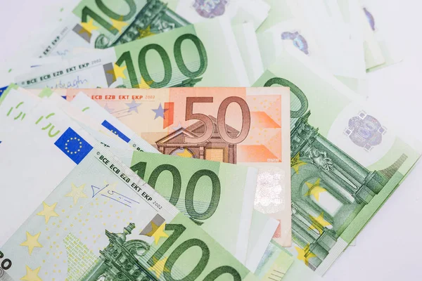 Gros Plan Sur Les Billets Euros Euros Sur 100 Billets — Photo