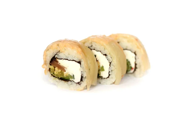 Sushi Isolado Sobre Fundo Branco Close — Fotografia de Stock