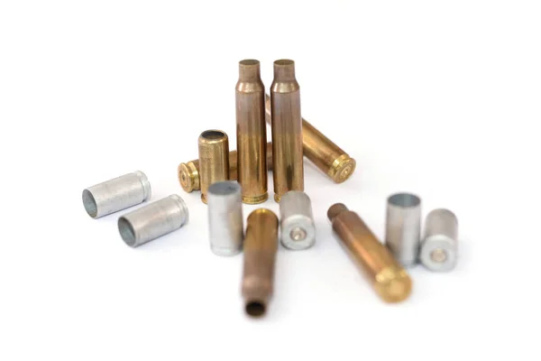 Empty Cartridge Cases Shooting White Background — Stock Photo, Image