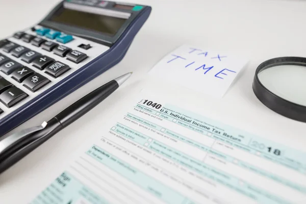 Formulář Daňového Přiznání 1040 Stole Finanční Dokument Čas Daně — Stock fotografie