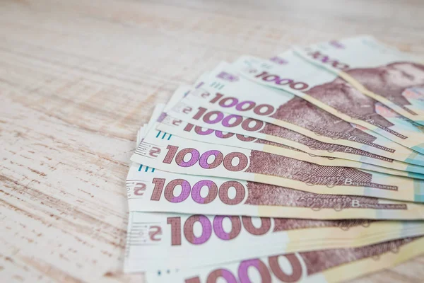 Nieuwe Oekraïense Hryvnia 1000 Hryvnia Tafel Geld Achtergrond — Stockfoto