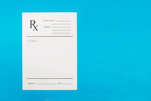 Doctor Prescription Blank Blue Background Copy Space Healthcare Concept — Stock Photo, Image