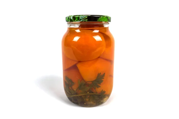 Frasco Tomate Conserva Isolado Branco — Fotografia de Stock