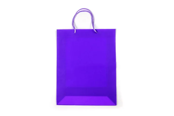 Fioletowy Worek Shopper Izolowanym Białym Tle — Zdjęcie stockowe
