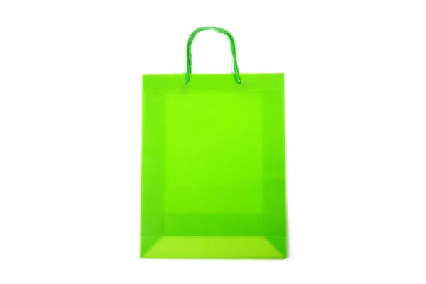 白い背景に隔離された緑の買い物袋 — ストック写真