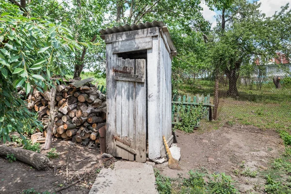 Houten Toilet Het Dorp Buitentoilet Het Dorp — Stockfoto