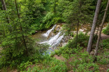 waterfall Bogdan in the Ukrainian Carpathians. View from above
