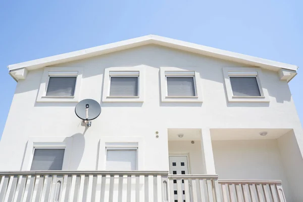 Roller shutters on all windows — Stock Photo, Image