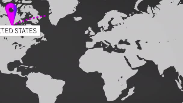 Инфографическая Анимация Карте Мира — стоковое видео