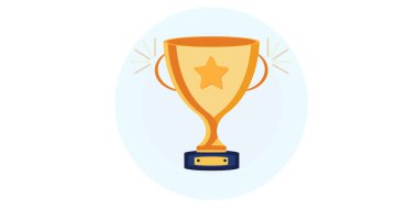 Galibiyet ödülü ikonu. Altın kupa vektörü bir spor müsabakasında zaferin sembolüdür..